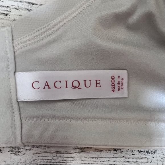 Cacique Bra Women's 42DDD Cream Black Floral Lightly Lined Full Coverage 4 Hook - Picture 13 of 13